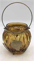 Japan- Amber Colored Glass Jar Use With Candles