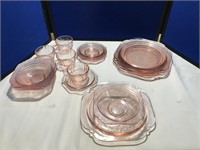 4 Place Setting of Pink Depression Glass