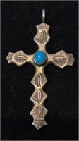 Sterling & Turquoise Cross Pendant