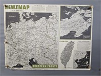 2 Sided Authentic 1944 Newsmap Poster