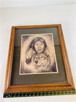 Framed Native American print signed Donna J