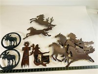 6pcs metal horse and elk decor