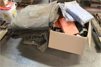 ASSORTED HEAVY DUTY RUBBER TARPS, WITH BOX OF