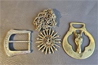Harness Medallion, Buckle, Pendant on Heavy Chain