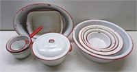 Red & White Enamelware Set