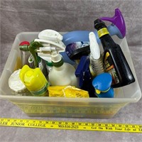 Clear Container with Cleaning Supplies