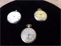 3 antique pocket watches