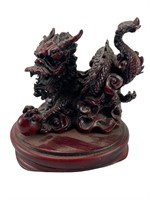 Large Red Resin Dragon with Orb