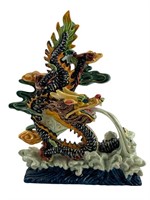 Unique Colorful Dragon Statue on Water