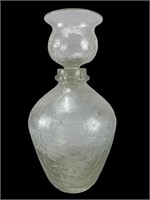 Vintage Clear Crackled Glass Blenko Decanter