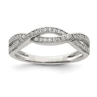 Sterling Silver Rhodium-plated CZ Ring