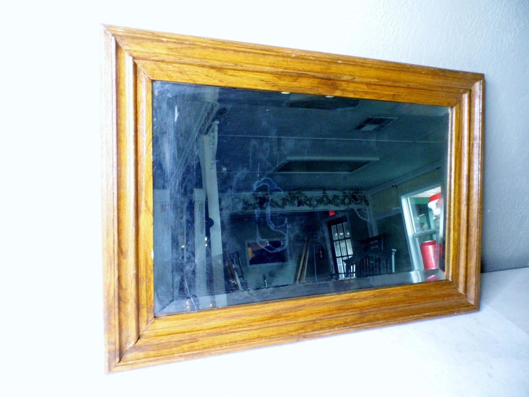 Wood Framed Beveled Mirror 24 x 16 1/2