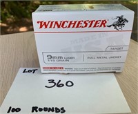 1 Box Winchester 9mm Luger,15gr FMJ, 100 rounds