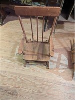 Vtg Child's Wooden Rocking Chair