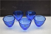 5 Hazel Atlas Moderntone Cobalt Blue Custard Cups
