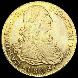 1803 Spain .7615oz Gold 8 Escudos ABOUT