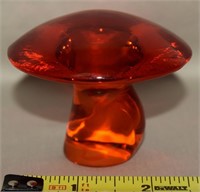 MCM Viking Amberina Art Glass Mushroom Paperweight