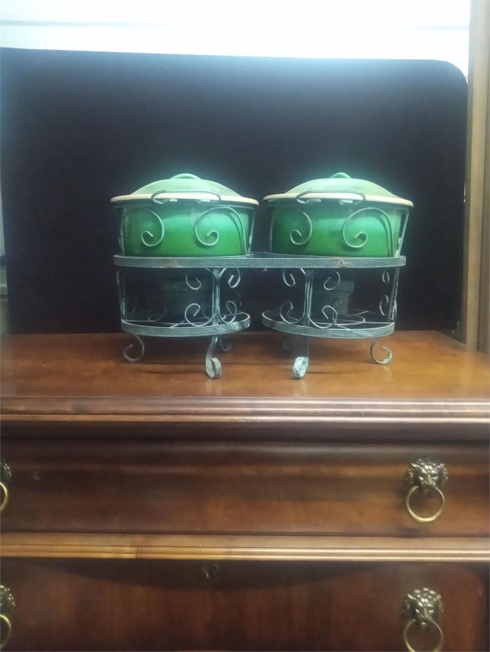 Globe wear atomic green enamel double chafing dish