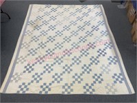 Old blue & white handmade quilt (6ft x 7ft)