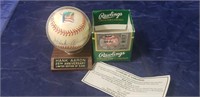 (1) Hank Aaron Autographed Baseball w/ COA