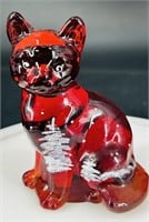 Fenton Red HP Sitting Kitty “Star Bright” UV