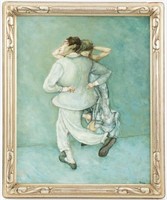 Giacomo Porzano "Dancing Couple" Oil on Canvas