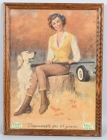 KELLY TIRES POSTER w/ WOMAN HUNTING SCENE
