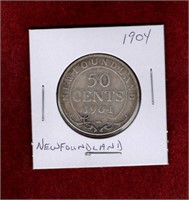 NEWFOUNDLAND 1904 SILVER 50 CENT COIN