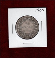 NEWFOUNDLAND 1900 SILVER 50 CENT COIN