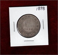NEWFOUNDLAND 1898 SILVER 50 CENT COIN