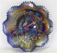 Peacocks ruffled bowl w/ribbed back - blue