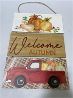 Welcome autumn hanging sign