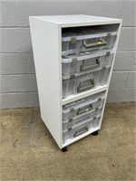 Simulated Wood Cabinet w/ Plastic Storage Containe