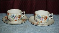 Bone China Coffee Cups and Saucers with Flowers