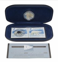2000 Canada Post Polar Bear $2 Stamp & Coin