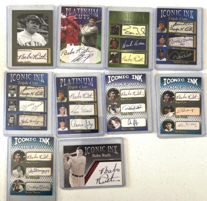 10 Babe Ruth Iconic Ink baseball cards wth