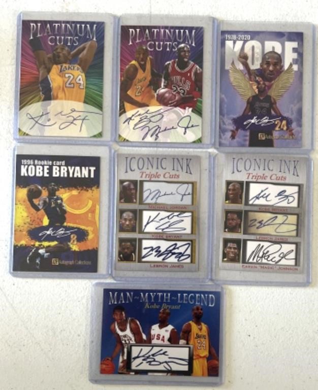 7  Kobe Bryant Iconic Ink basketball cards with