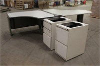 Office Desk, Table & (2) File Cabinets