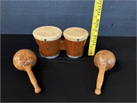 Vintage Bongo Drums and Maracas