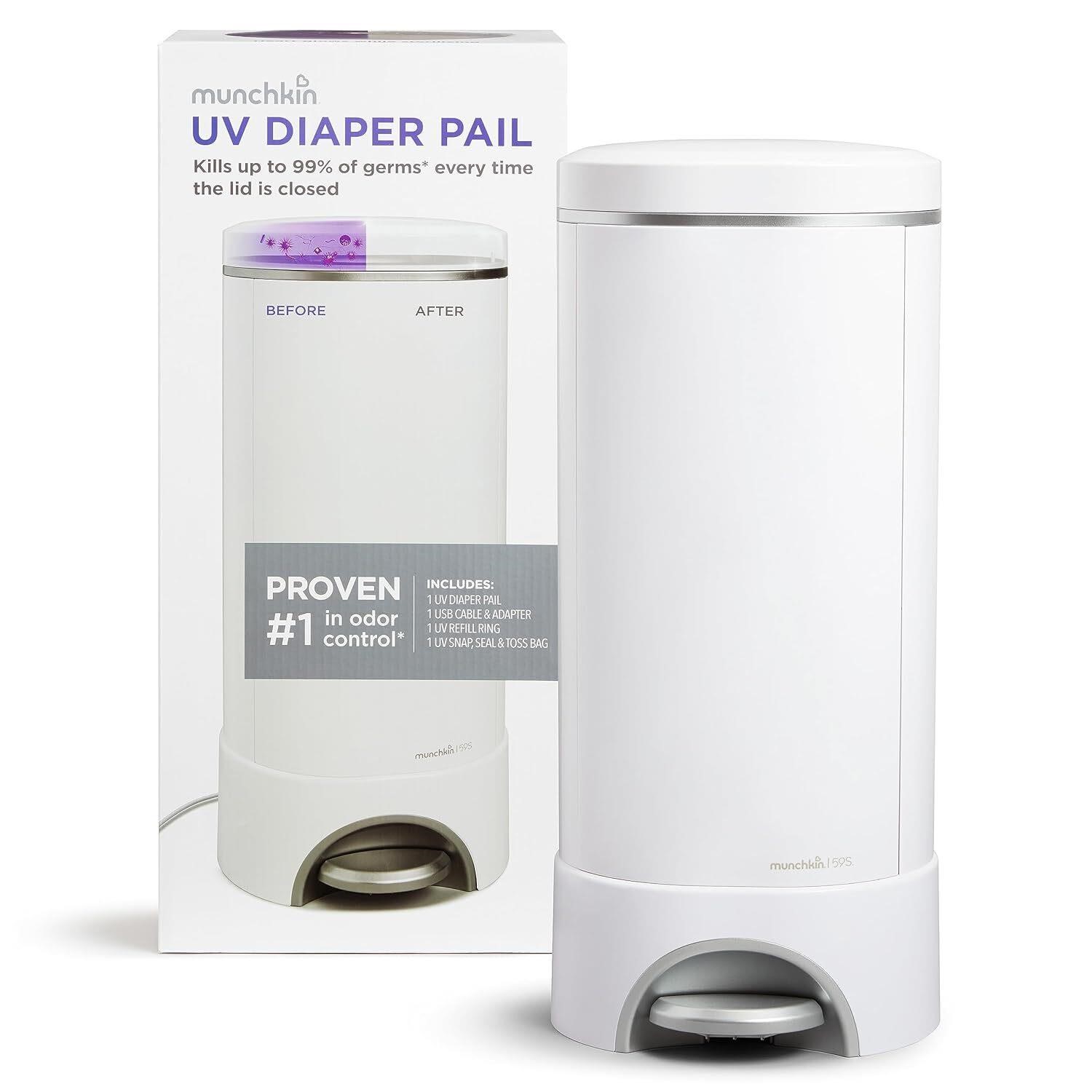 Munchkin UV Diaper Pail  LED Kills 99% Germs.