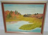 Signed "Centennial Park" Oil Painting 22.5x18.5 74