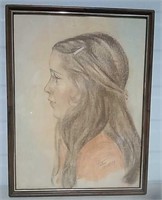 Young Girl Signed Art 13x17"  1977