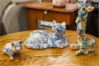 Cat, Giraffe, and Pig Figures