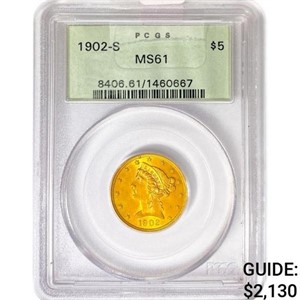 1902-S $5 Gold Half Eagle PCGS MS61