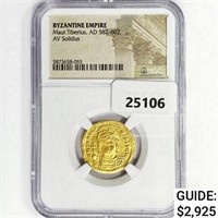 AD 582-602 Byzantine Empire AV Solidus NGC