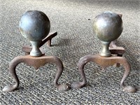 Andiron Pair 9.5” Tall (appears to be brass balls