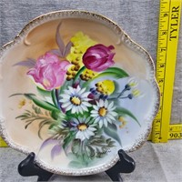 Signed Flower Hand Painted Plate