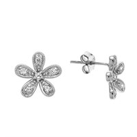 Sparking White CZ Flower Earrings