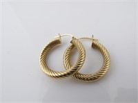 Pair of 14K Yellow Gold Hoop Earrings