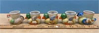 5 Occupied Japan Egg Cups (2 Ducks Cracked)